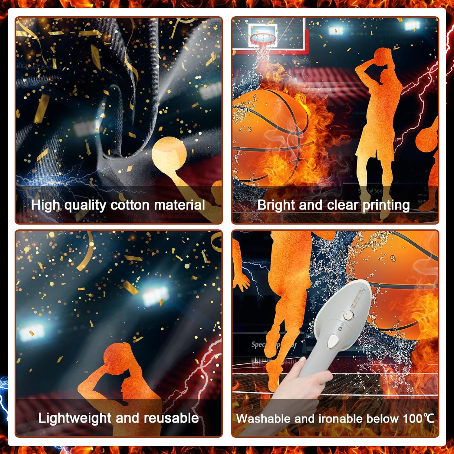 Avezano Basketball Backdrop Basketball Theme Birthday Party Decorations for Kids Men Slam Dunk Sports Birthday Banner Cake Dessert Table Decor, 7x5ft - Image 6