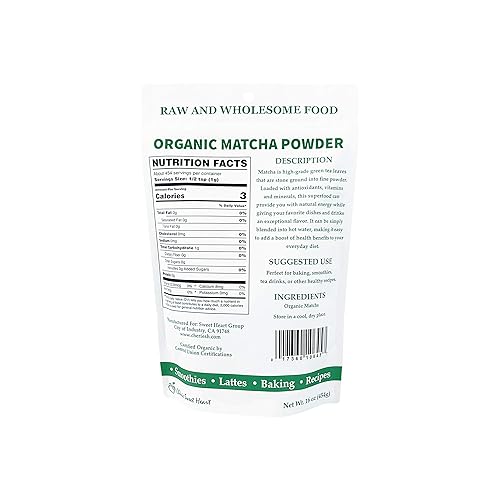 Miniatura 2 de Cherie Sweet Heart Matcha - Té verde en polvo orgánico USDA batidos lates hornear recetas antioxidante energía 1 libra