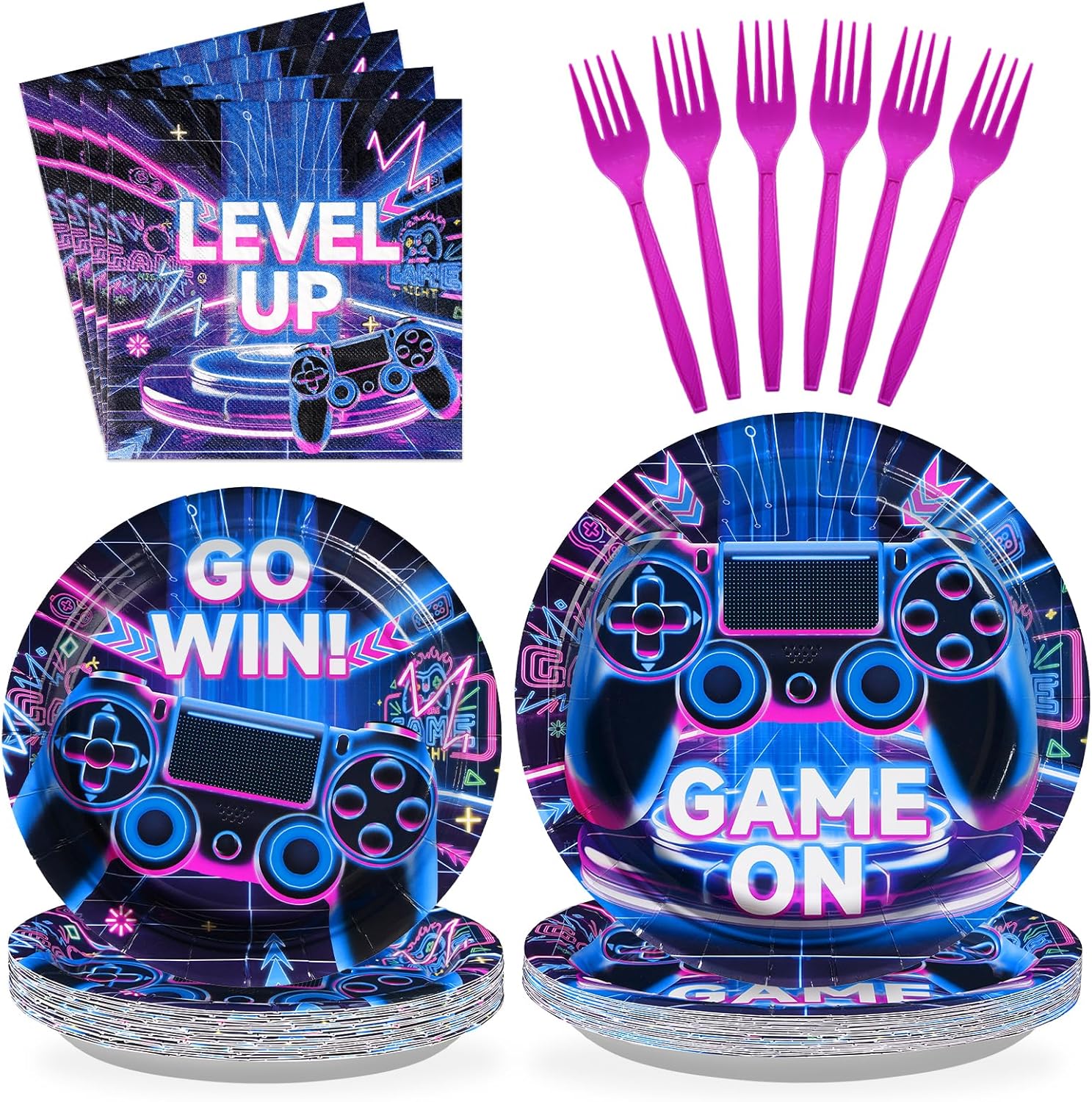 96Pcs Video Game Birthday Party Decorations for Boys Gamer Birthday Plates and Napkins Tableware Sets Level Up Game On Party Decorations Favors for Gaming Controller Theme Party Supplies Serve 24 96Pcs Video Game Birthday Party Decorations for Boys Gamer Birthday Plates and Napkins Tableware Sets Level Up Game On Party Decorations Favors for Gaming Controller Theme Party Supplies Serve 24