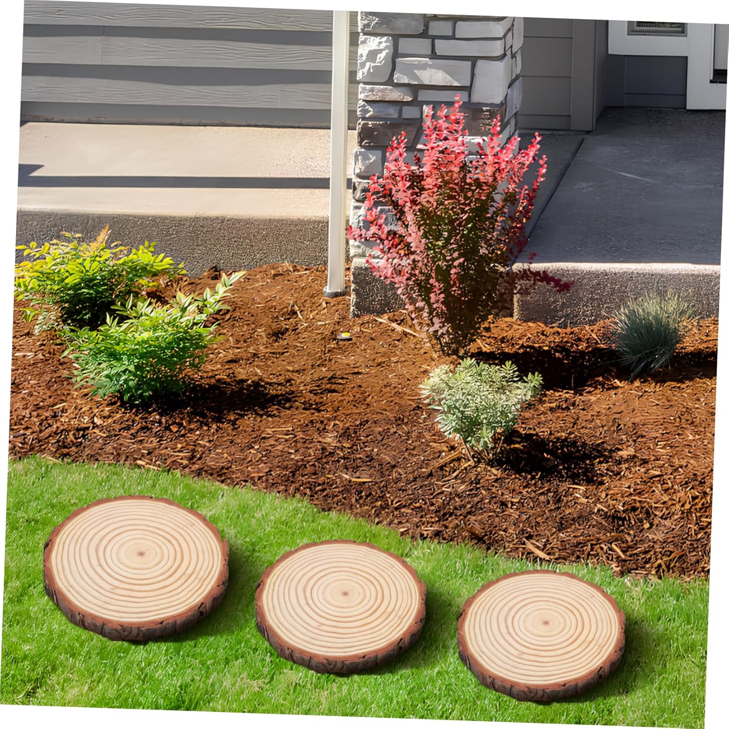 Operitacx 3pcs Wooden Garden Pathway Stepping Stones Garden Step Stones Decorative Walkway for Outdoor Lawn Yard 7.8inch