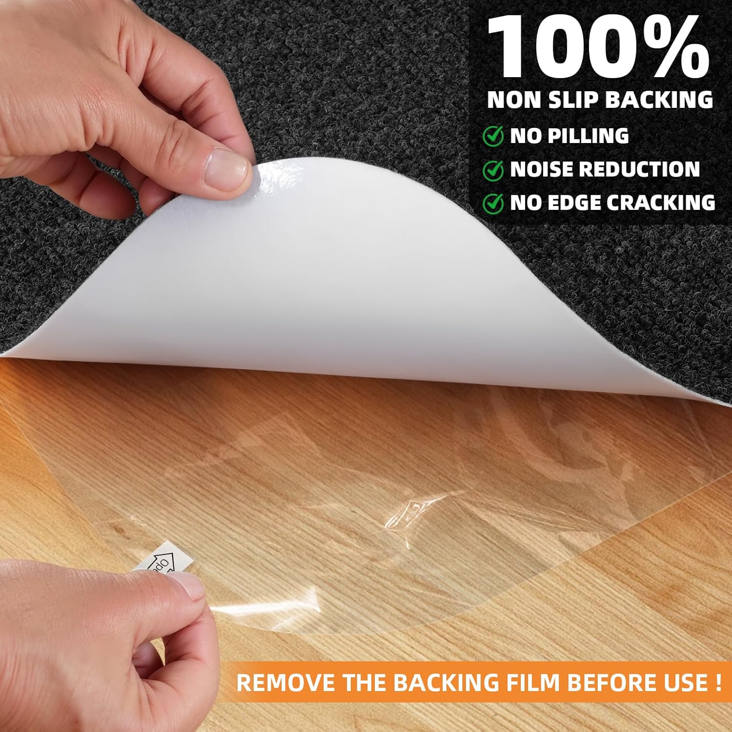 2 Pack Office Chair Mat for Hardwood Floors 48"x36", Durable Non-Slip Large Tile Floor Protector, Anti-Scratch Thick Heavy-Duty Recyclable Gliding Desk Mats for Computer Rolling Chairs, Black & Pink