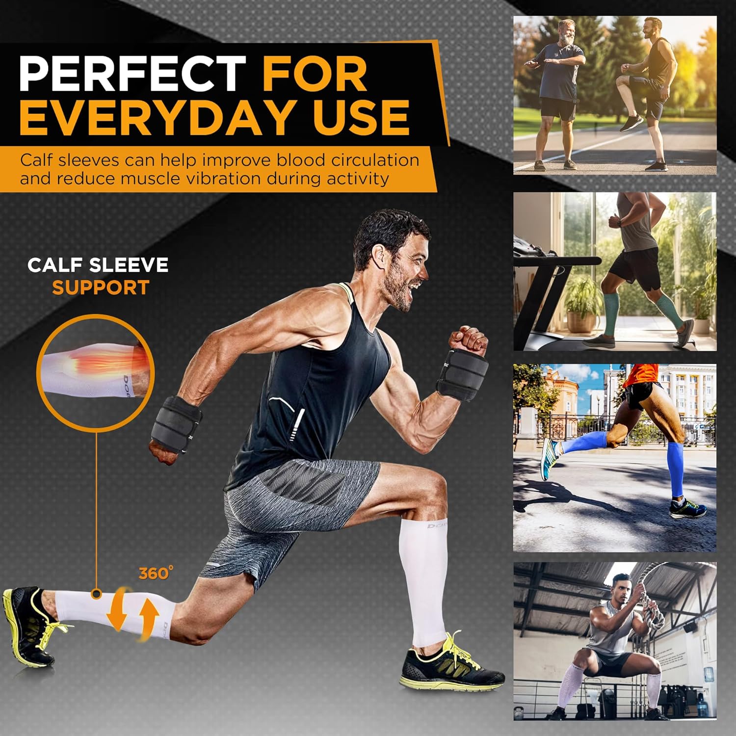 doc miller compression calf sleeve for men & women – 20-30mmhg graduated support for running, shin splints, calf strain – knee high, small to 6xl plus size small white