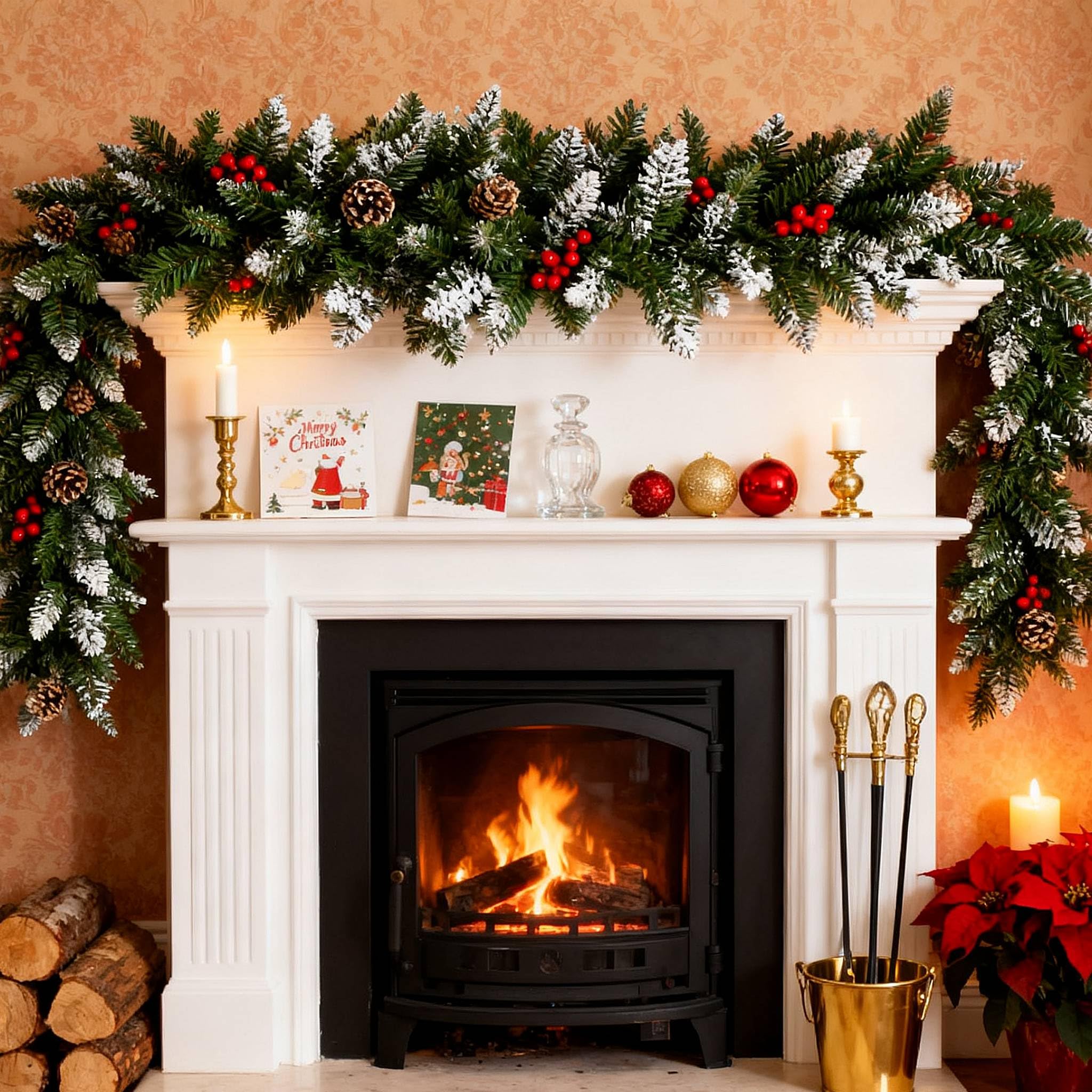 Knstliche Weihnachtsgirlande Mit Beeren & Tannenzapfen 2x 4m - Festliche  Dekoration