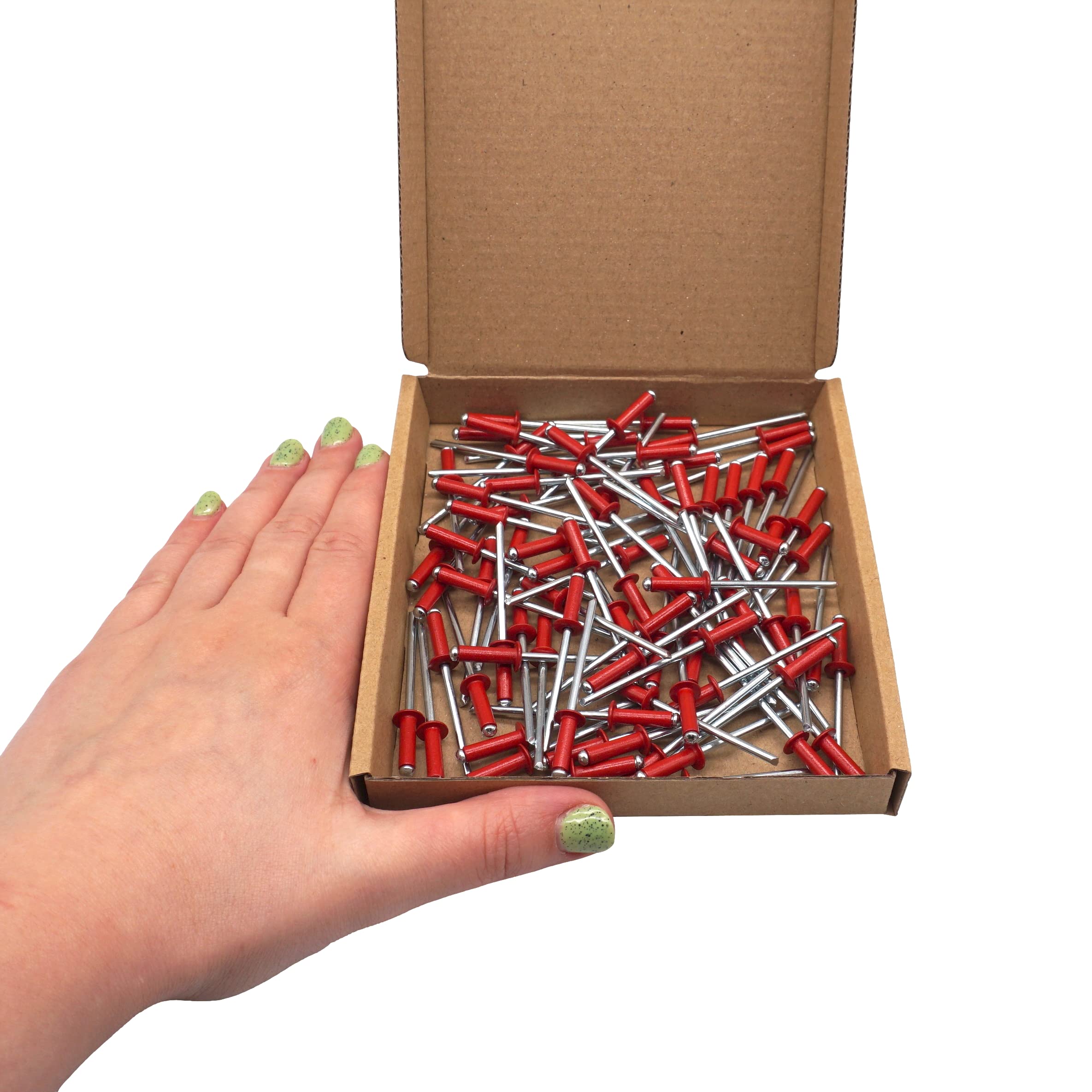 Lot de 80 pièces de rivets aveugles peints 4,0 x 14 mm, tête bombée, DIN 7337, rivet en aluminium et mandrin en acier, rivets pop (80, rouge rubis RAL 3003)