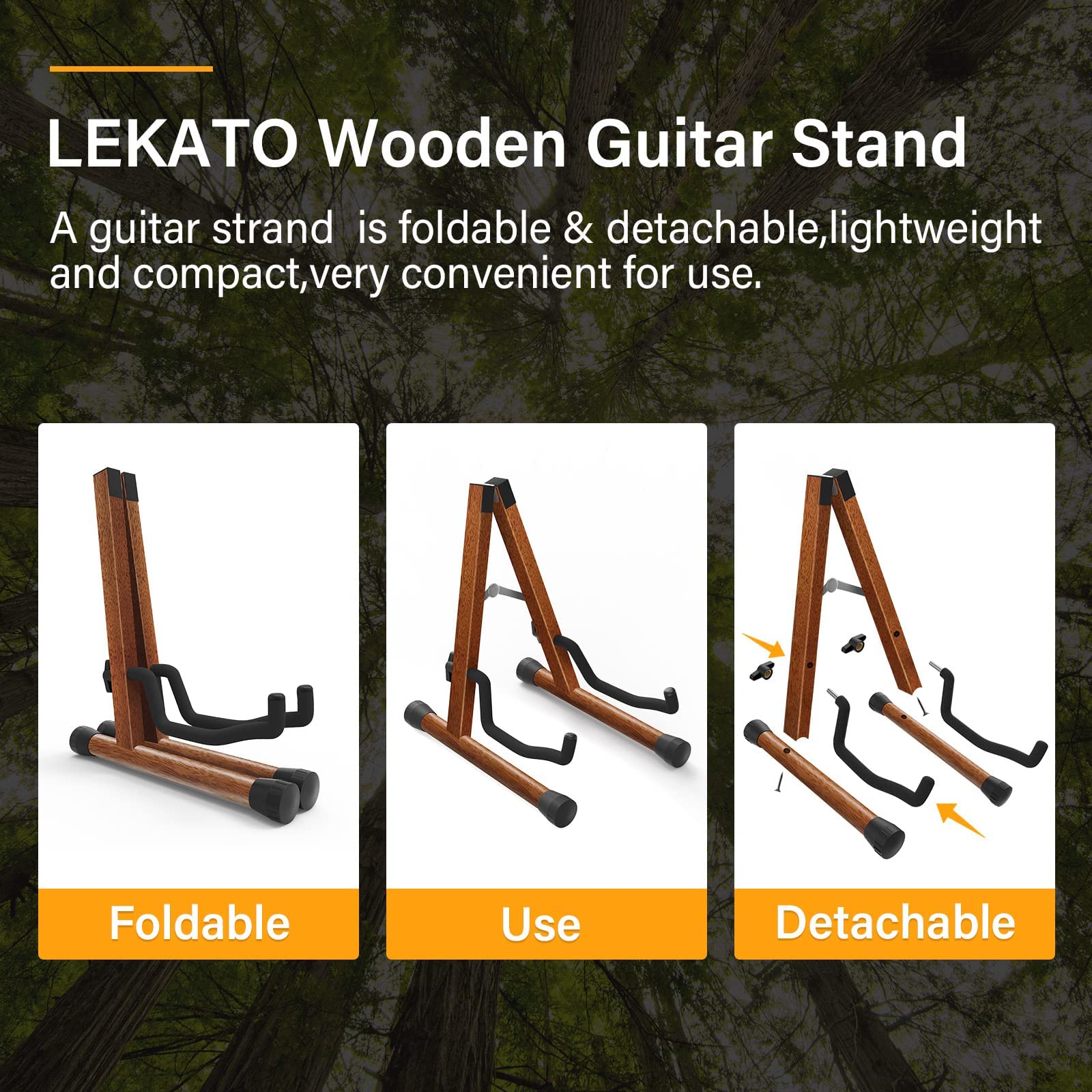 LEKATO Gitarrenständer A-Frame Holz Bassgitarrenständer mit Schaumstoffpolsterung für Gitarren, Bass, Cello, Banjo, Mandoline, Ukulele