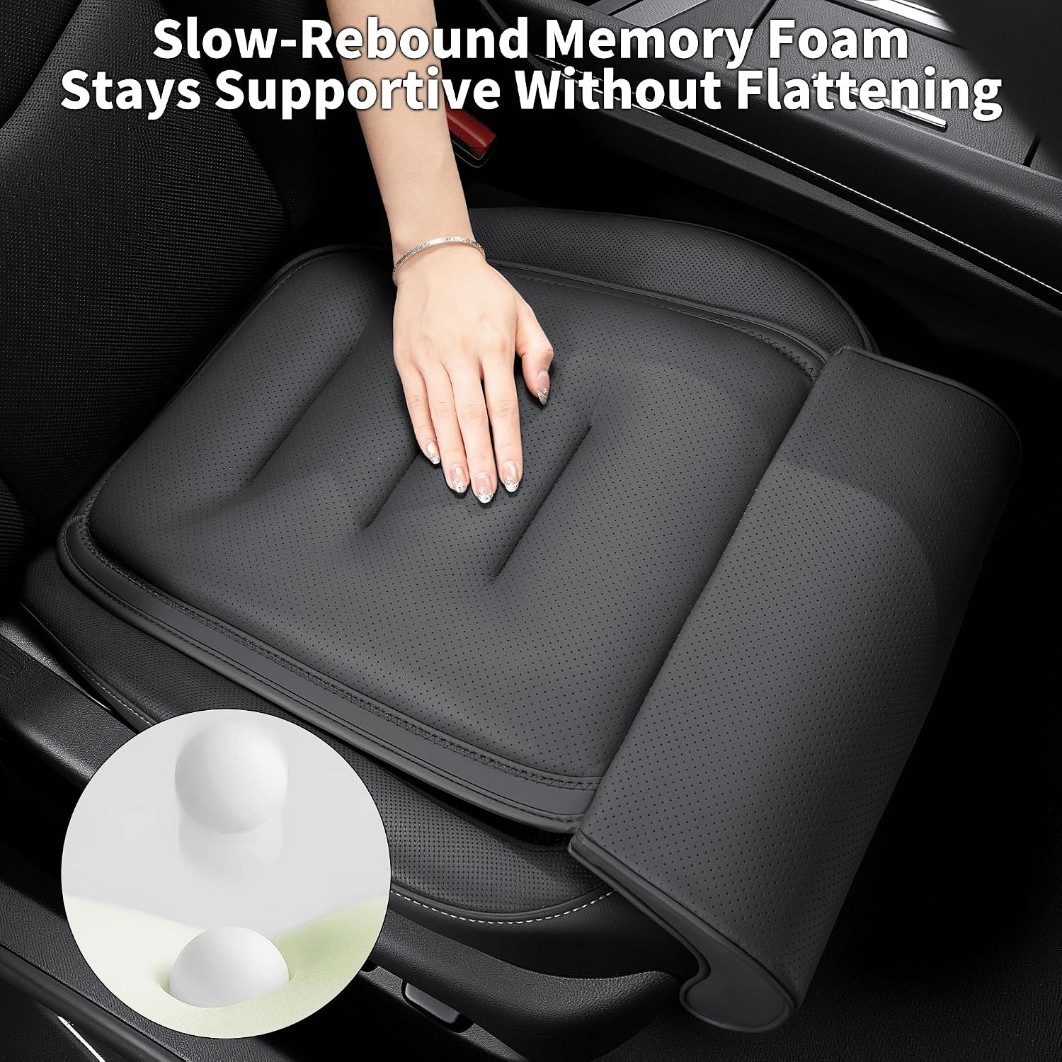 Car Seat Extender Leg Support Cushion for Driver Seats, Black