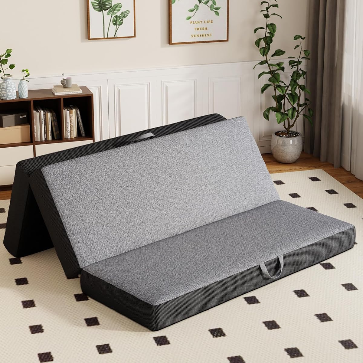 Vamcheer Tri Folding Mattress Queen Size - 6 Inch Foldable Mattress for RV/Camping/Travel/Guest Room/Yoga, 78"x58"x6" Trifold Memory Foam Cushion with Washable Cover