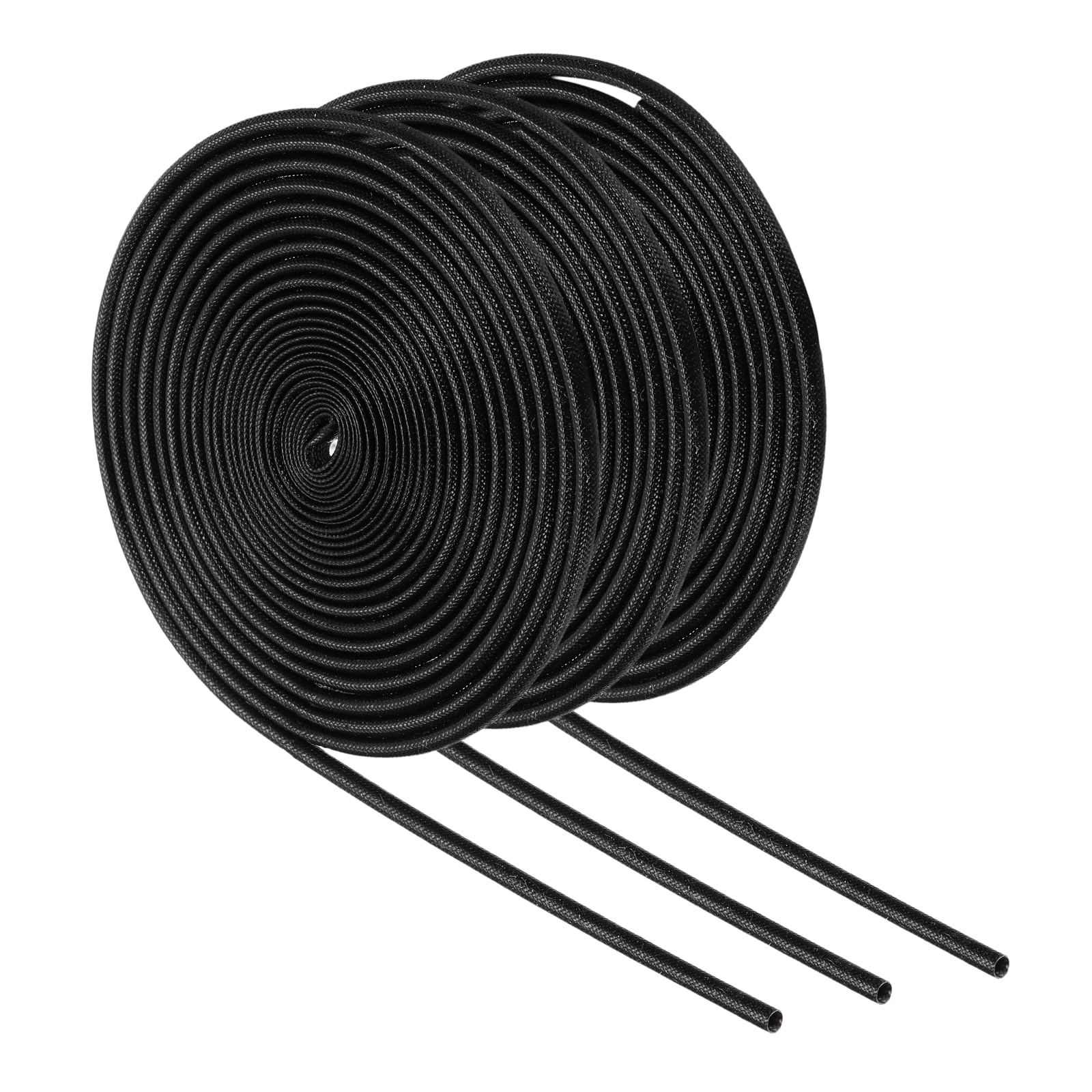 sourcing map 3Pcs Wire Insulation Braid Fire Sleeve,9.8Ft-2mm ID Black, High Temp Silicone Coated Fiberglass Sleeving for Automotive Hose Lines Electrical Wiring