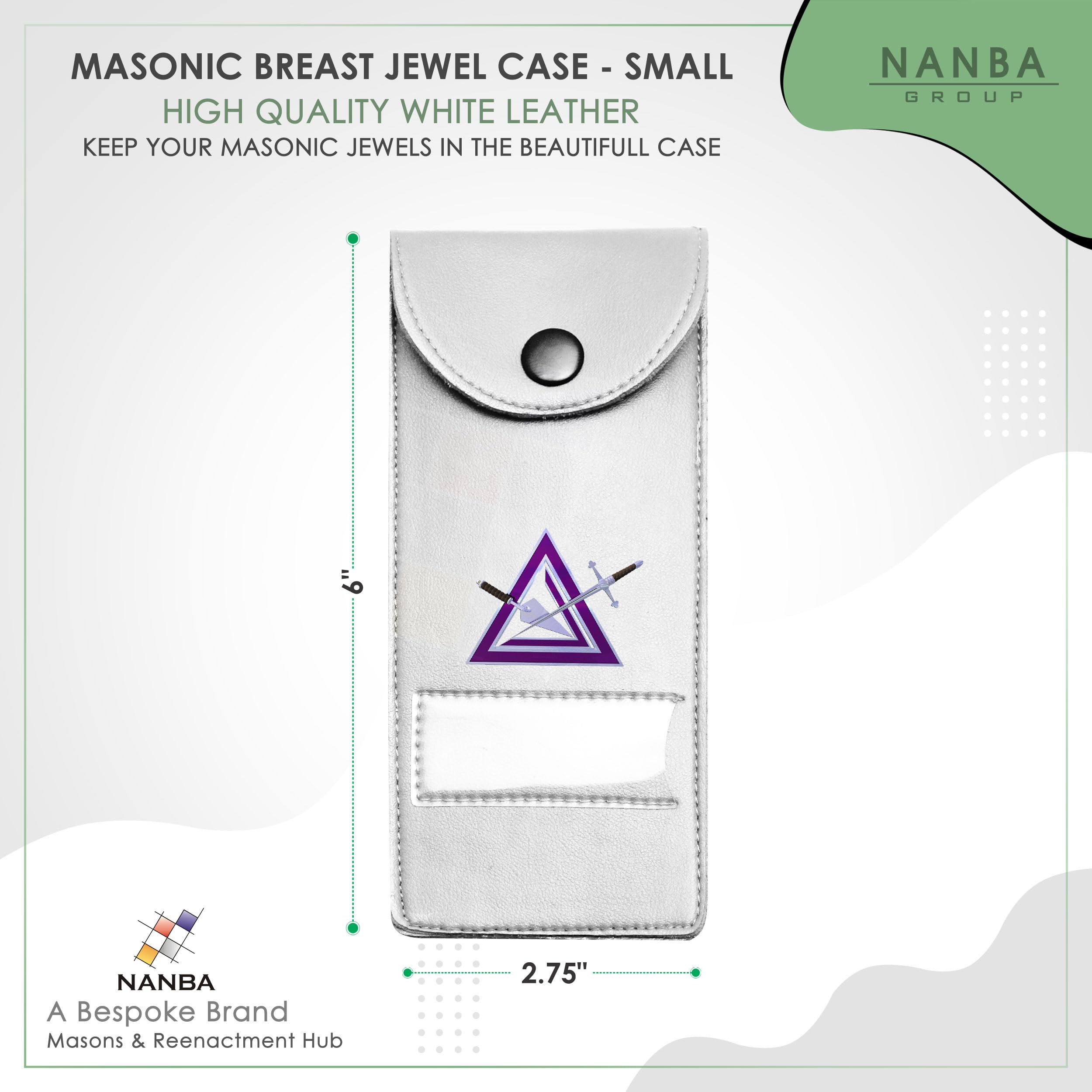 Masonic Regalia Pocket Jewel Holder Case Leather Carry Wallet - Freemason Jewels, Pins & Badges Holder - TOSL Purple & White