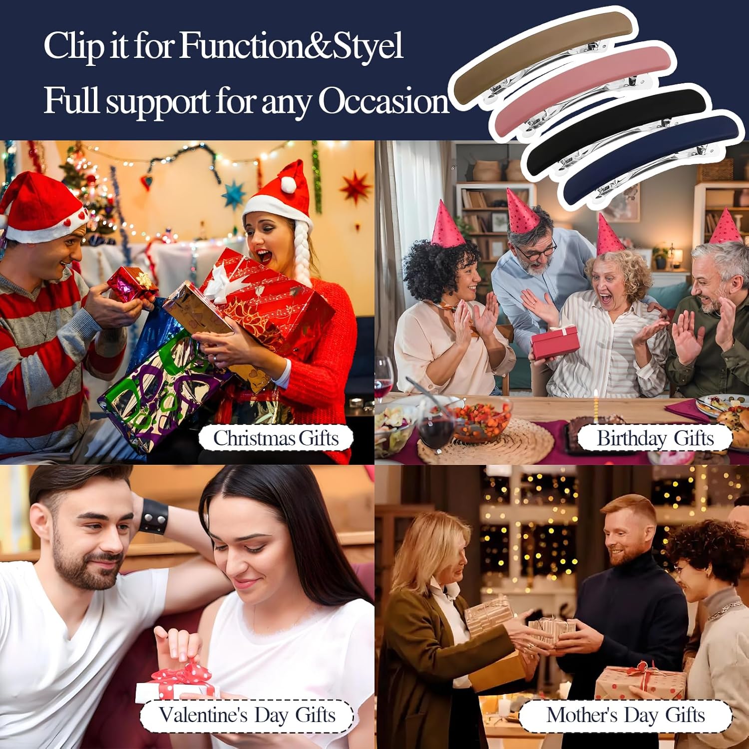 Acrylic French Straight Hair Clip， No Slip Hair,4PCS - Image 5