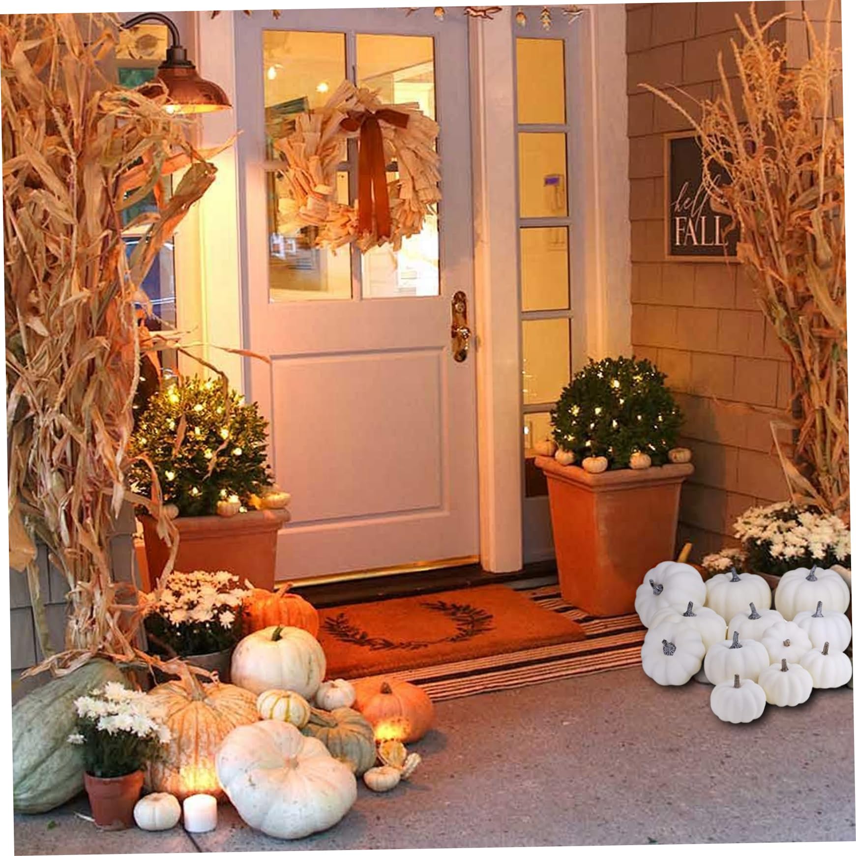Zucche bianche 12 pezzi, decorazioni realistiche di Halloween