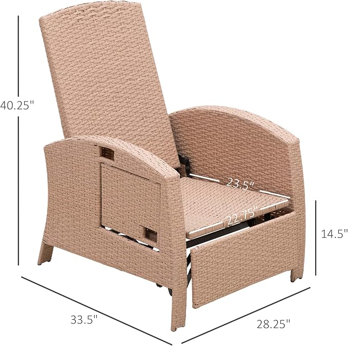 Garden Furniture & Accessories Outsunny Rattan Recliner Lounger Garden
