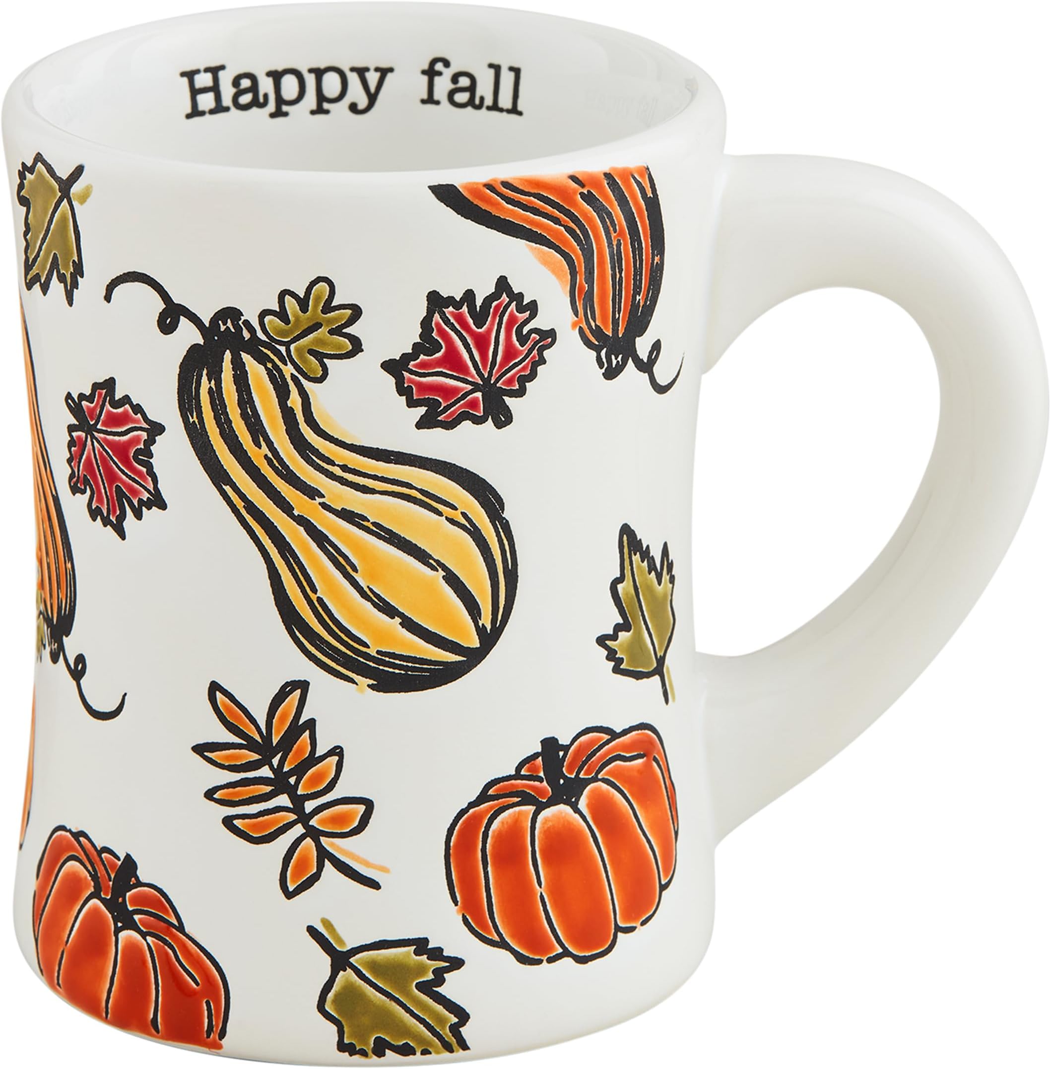 Mud Pie Thanksgiving Pattern Mug, Happy, 14 oz