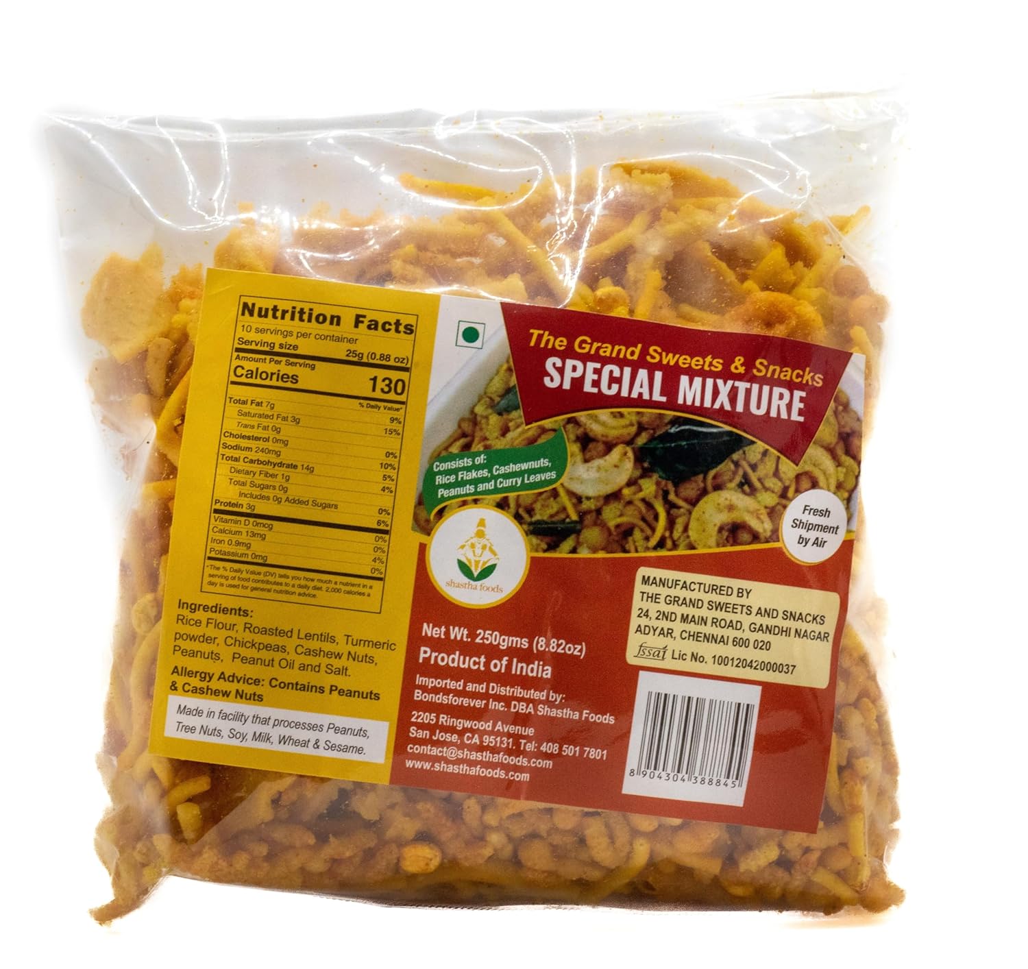 GSS Snacks Combo Pack B (Contains 6 Pkts) GSS (Thattai-2, Ribbon Pakoda-2 & Special Mixture-2) Each Pkt 250 Gms (T-M)
