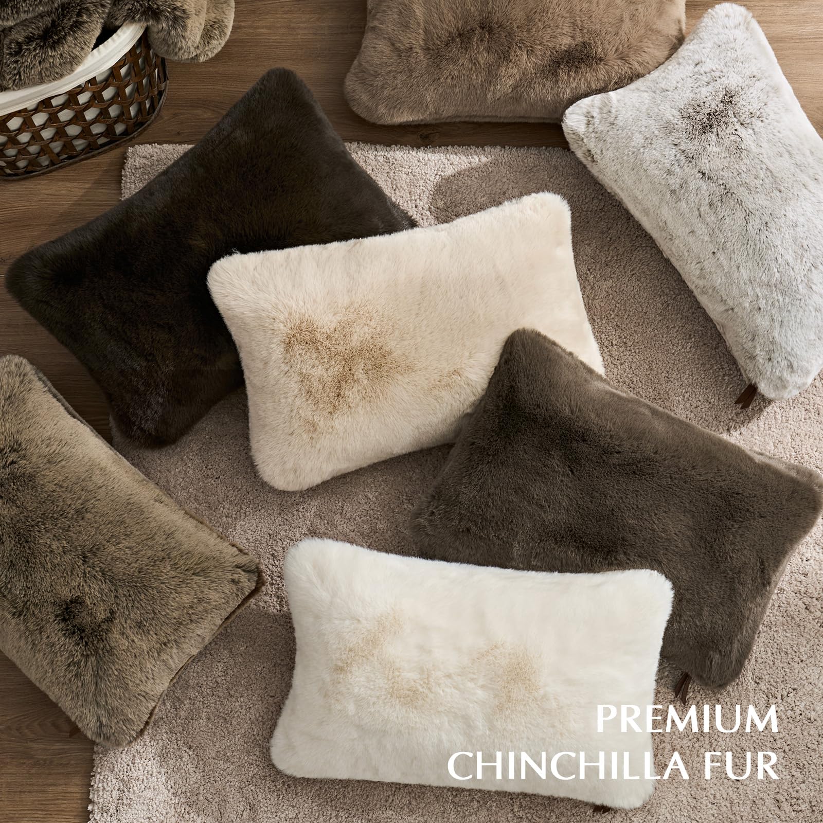 Amazon.com: EVERGRACEHOME Faux Chinchilla Fur Lumbar Pillow Cover