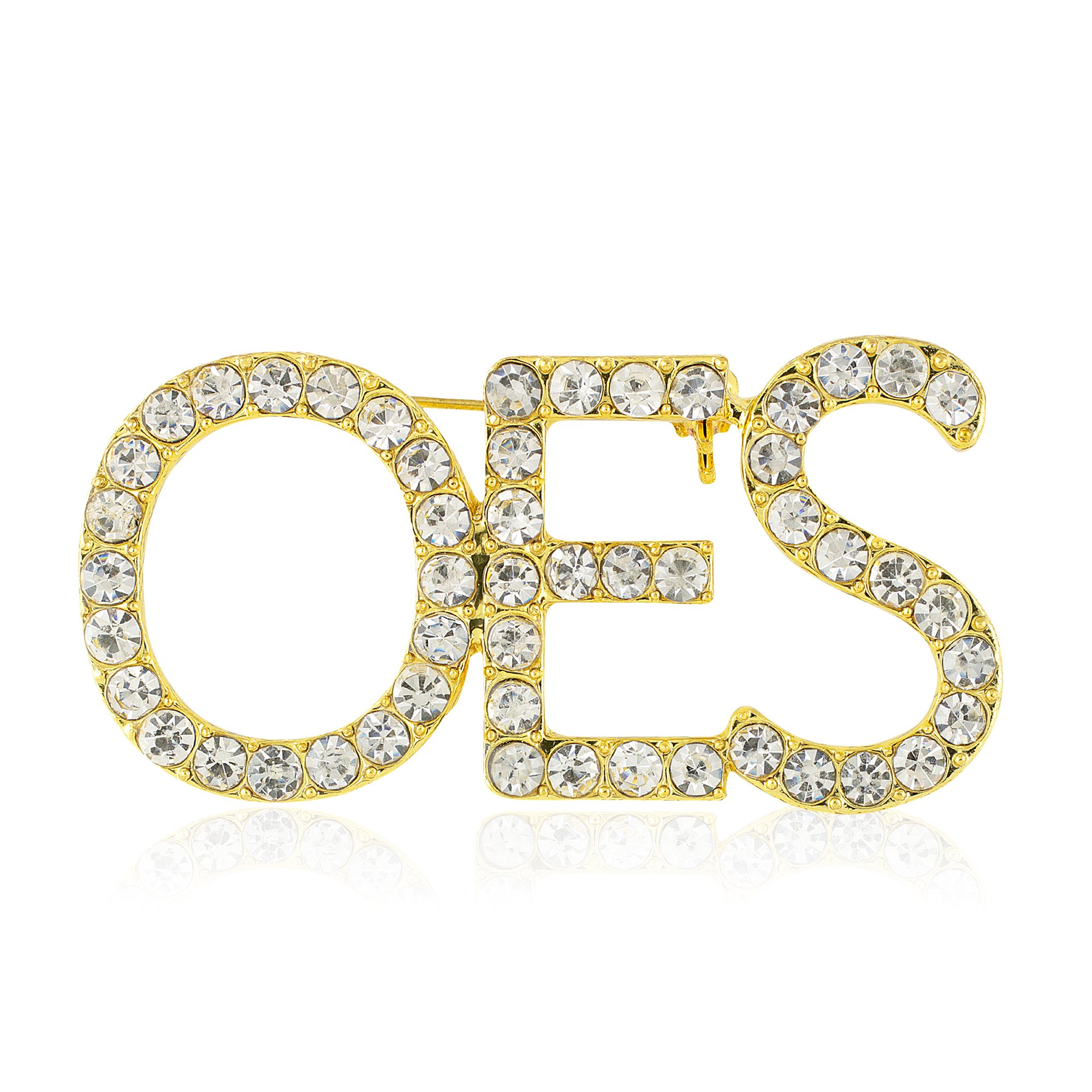 Order of The Eastern Star OES Sparkling Crystal Brooch