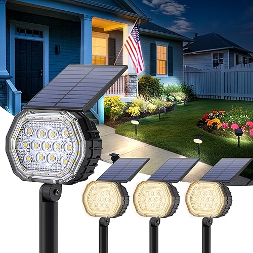 Focos solares para exteriores, impermeables, IP65, 3 modos, luces solares al aire libre, 35 luces LED de paisaje, luces subterráneas para jardín,