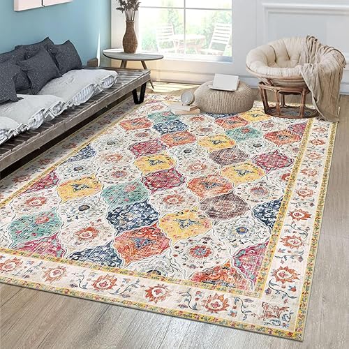 Miniatura 69 de HEBE - Alfombra de pasillo de 2 x 8 pies, lavable, vintage, envejecida, antideslizante, alfombra de lavandería, alfombra bohemia para pasillos