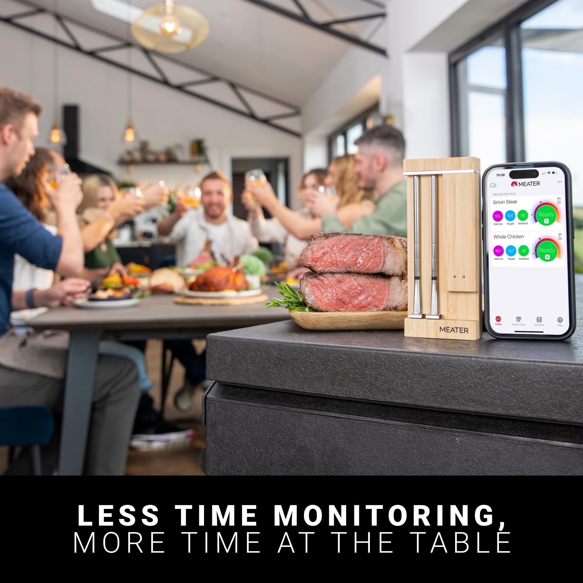 MEATER Pro Duo: WiFi Smart Meat Thermometer | 1000°F High Heat Resistance | Long Range | Dual Probes | Six Sensors | BBQ, Oven, Grill, Smoker, Air Fryer, Deep Fryer | iOS & Android App