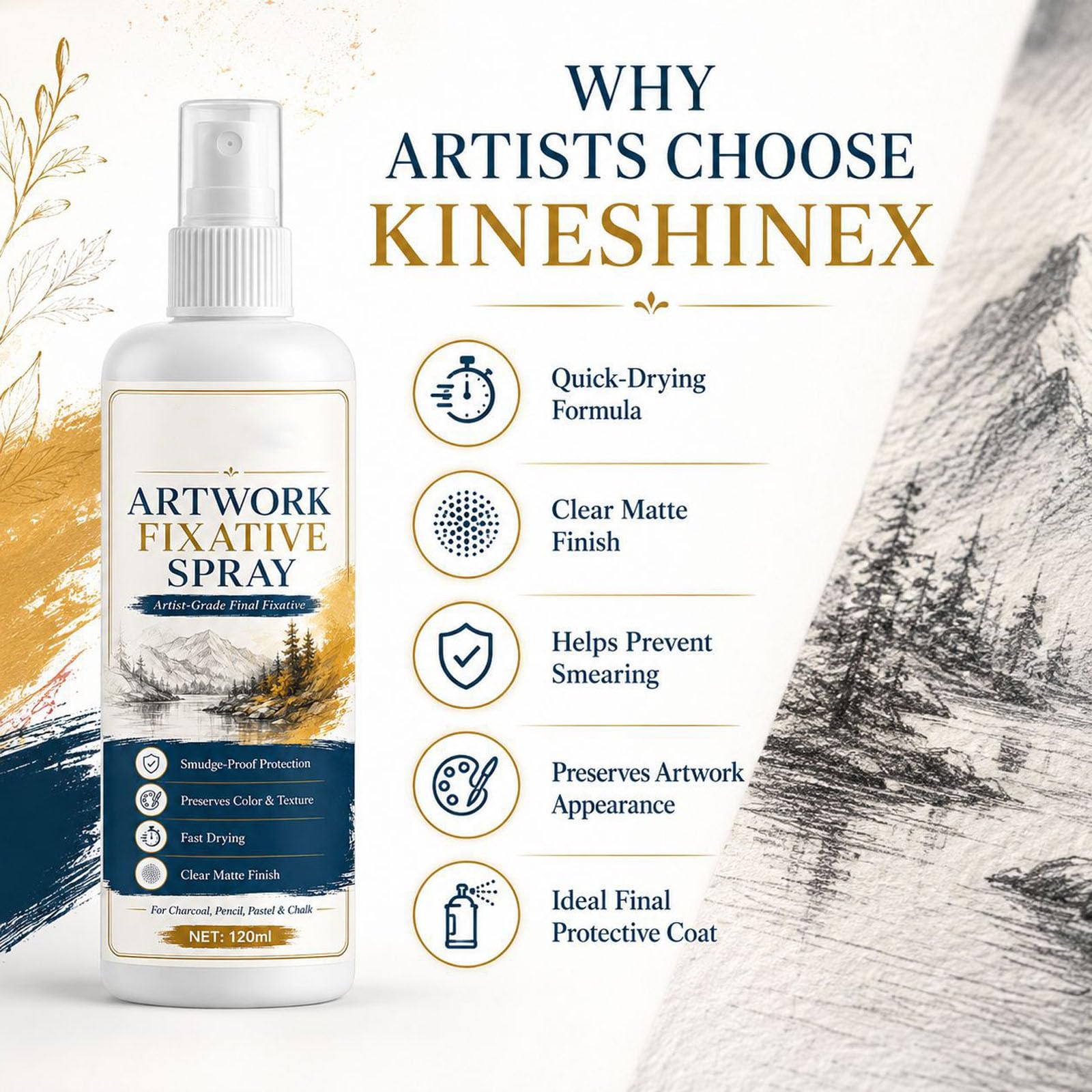 Bearbeitbares Fixierspray für Kunst, schnell trocknendes klares mattes Versiegelungsgerät für Bleistift, Kohle, Ölpastellfarben, Aquarellzeichnungen, wischfeste Schutzbeschichtung für Künstler (7PCS)