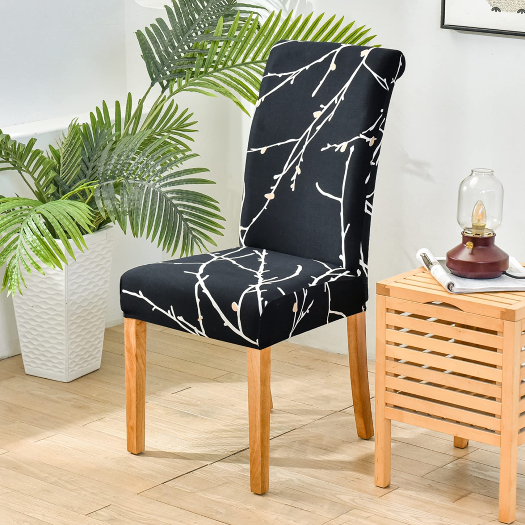 HZDHCLH Chair Covers Set of 4/6 Stretch Modern Chair Slipcovers for Dining Room Kitchen Wedding Party Washable Chair Protector(6pcs,Black Xunxiang) - Image 4