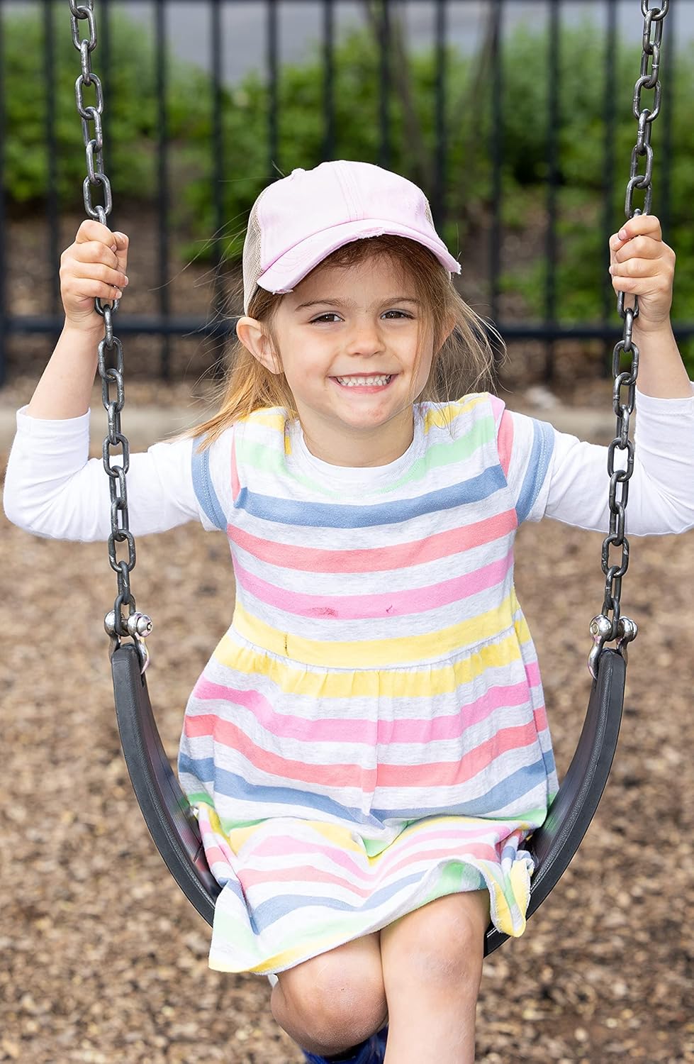 Funky Junque Girls Messy Bun Baseball Cap - High Ponytail Criss Cross Hat, Smiley Face Designs, Seasonal Patterns - Image 2