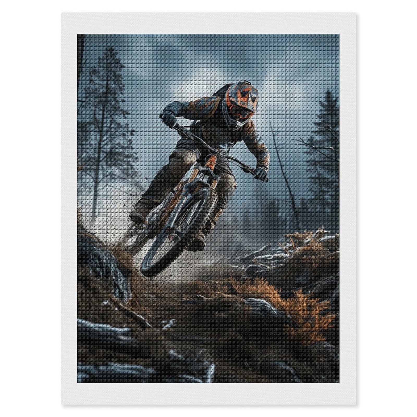 Qmnrtk Style Mountain Bike Tournament Diamond Art Kits For Adults Diamond Art Diamond Painting Diy 5D Diamond Painting Kit Diamond Painting Kits For Adults Gem Art Square Diamond Art Full Drilla 12"X16"