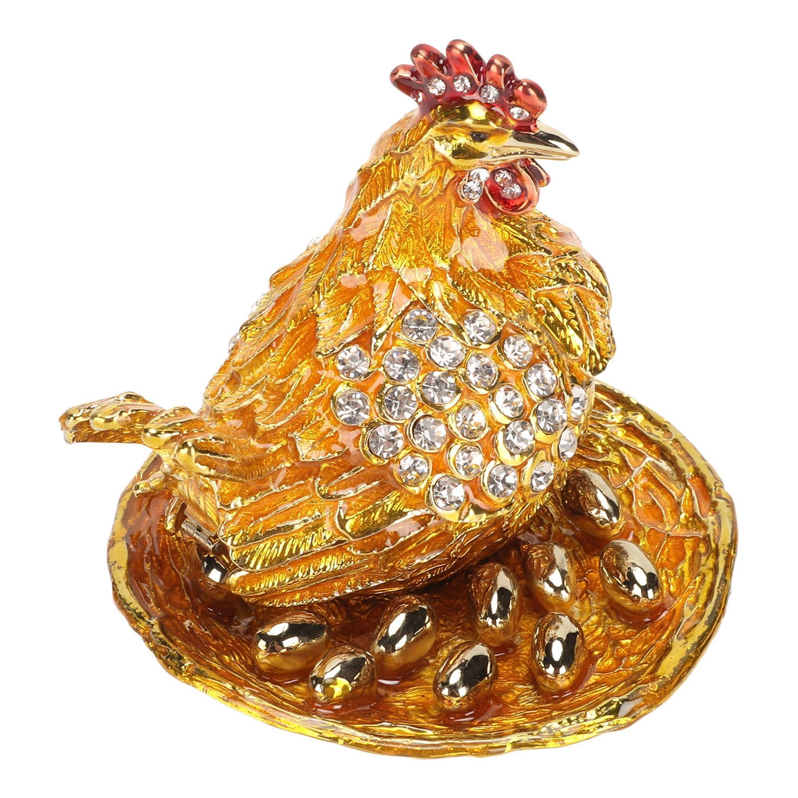 Boîte à bijoux poule dorée pour sublimer la décoration de votre coiffeuse