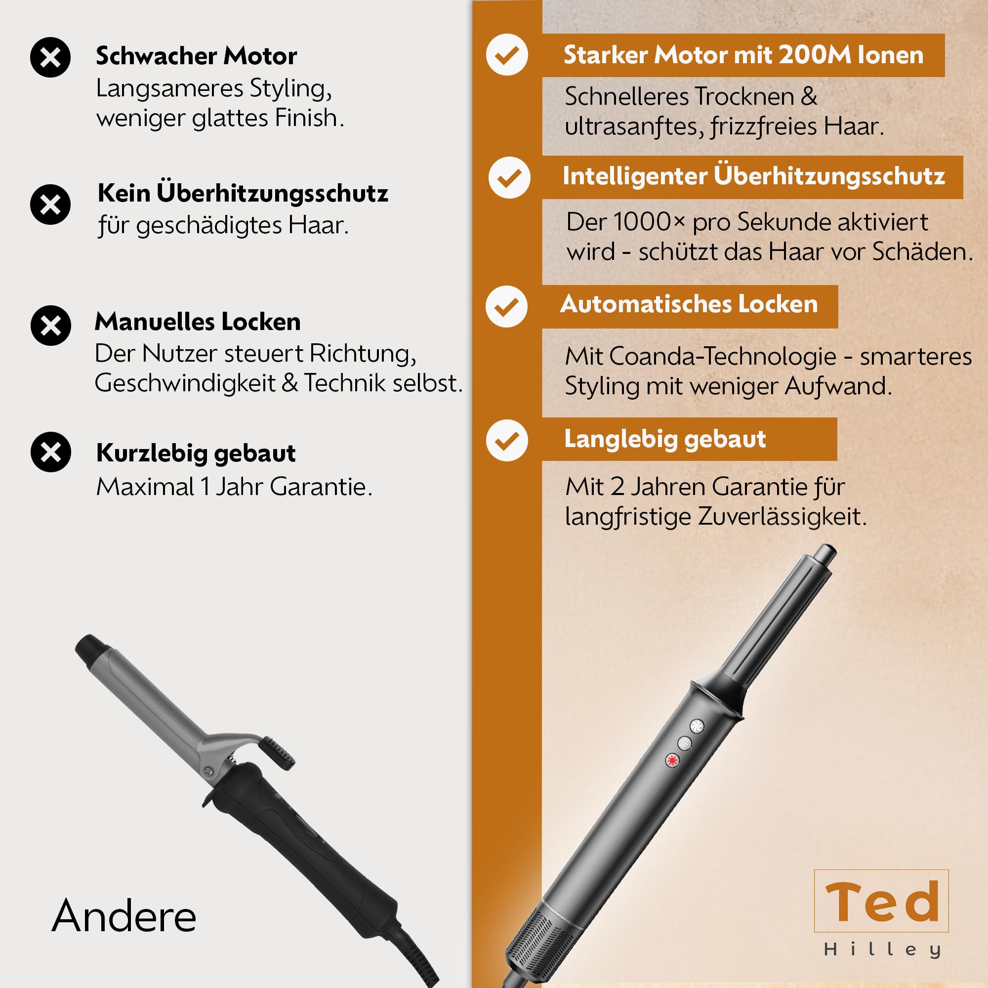 Multistyler 5 in 1 – Lockenstab & Föhnbürste mit 110 000 U/min – Warmluftbürste/Hair Dryer Brush/Air Styler für große Locken, Volumen & glattes Haar – Ionen Haarstyler mit 5 Aufsätzen