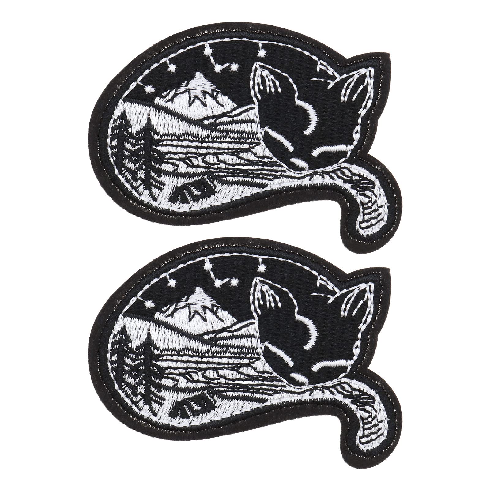 EMSea 2PCS Cute Cat Patches Embroidery Sewing Iron-on Applique Badge Embellishment for Clothing Hats Backpacks Jeans Repairing DIY Decoration Accessories