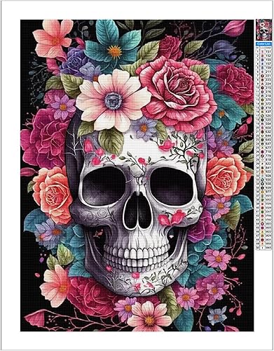 Miniatura 2 de Kit de pinturas de diamantes 5D por números, pintura de cráneo con arte de diamantes, lienzo de diamante completo para decoración de pared del