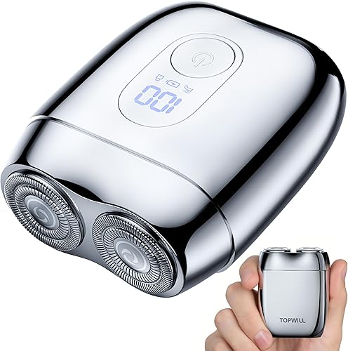 Mini afeitadora eléctrica totalmente metálica para hombres de viaje, afeitado suave y cerrado, afeitadora portátil recargable USB-C con tapa de