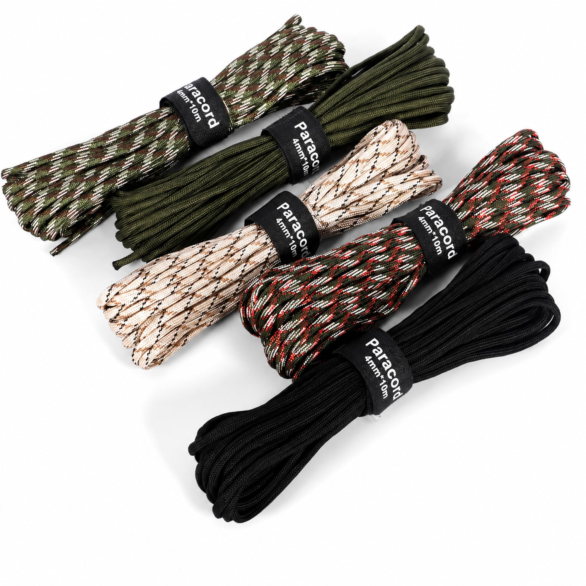 Paracord 50M (4mm), 250kg Carico di Rottura, 7 Fili Centrali, Paracord in 100% Nylon, per Sopravvivenza all'Aperto, Campeggio, Escursionismo, DIY Bracciale Paracord, 5 Colori, 165ft