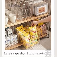 Vista 4 de Clear plastic storage bins with LIDS,storage containers for snacks, cosmetics, books, dog food, Storage Organizer for Nursery，Kitchen, Living