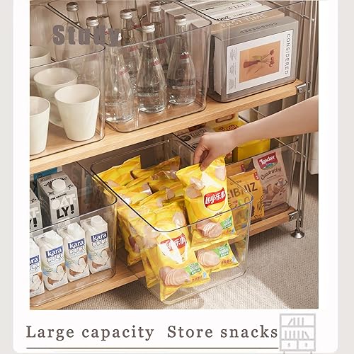 Miniatura 4 de Contenedores de almacenamiento de plástico transparente con tapas, 3 paquetes, contenedores de almacenamiento para aperitivos, cosméticos, libros,