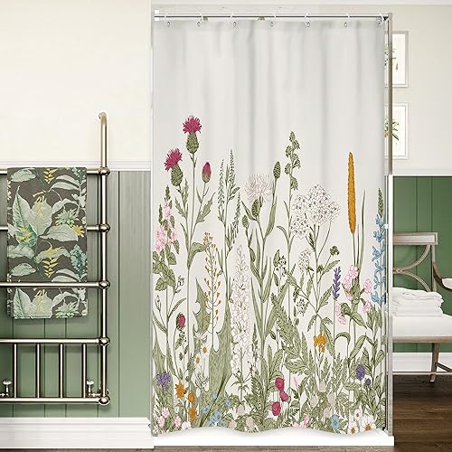 Riyidecor Stall Wildflower - Cortina de ducha pequeña de 91 cm de ancho x 182 cm