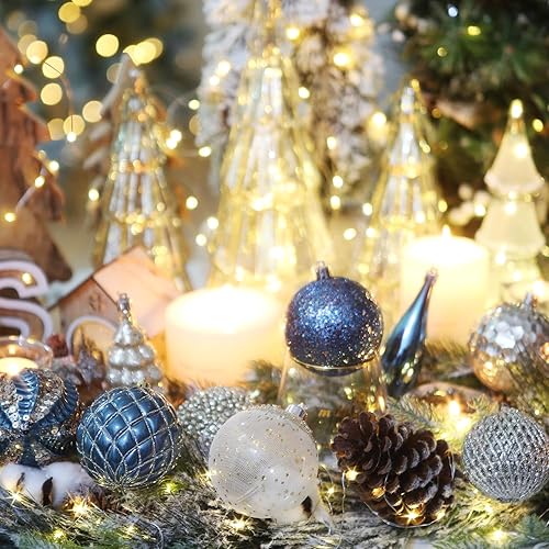 Miniatura 6 de Sea Team Paquete de 65 adornos surtidos de bolas de Navidad inastillables juego de adornos colgantes decorativos de temporada con paquete de regalo