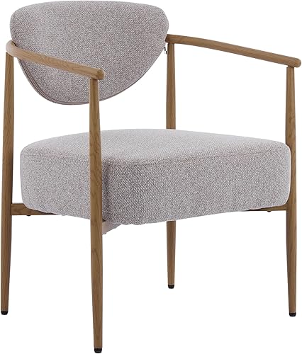 Miniatura 12 de Modern Woven Fabric Arm Chair for Dining Room, Living Room, Bedroom, Desk and Table & Chair Sets - Comfortable Seating with Metal Frame,White