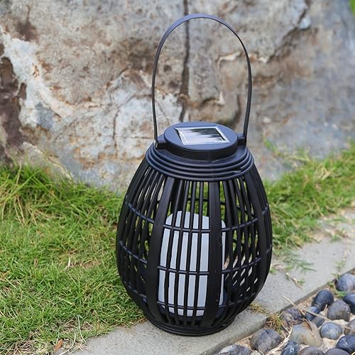 Miniatura 5 de Linterna solar LED al aire libre forma de ratán ahorro de energía decorativa IP44 impermeable Patio jardín lámpara colgante para valla porche jardín