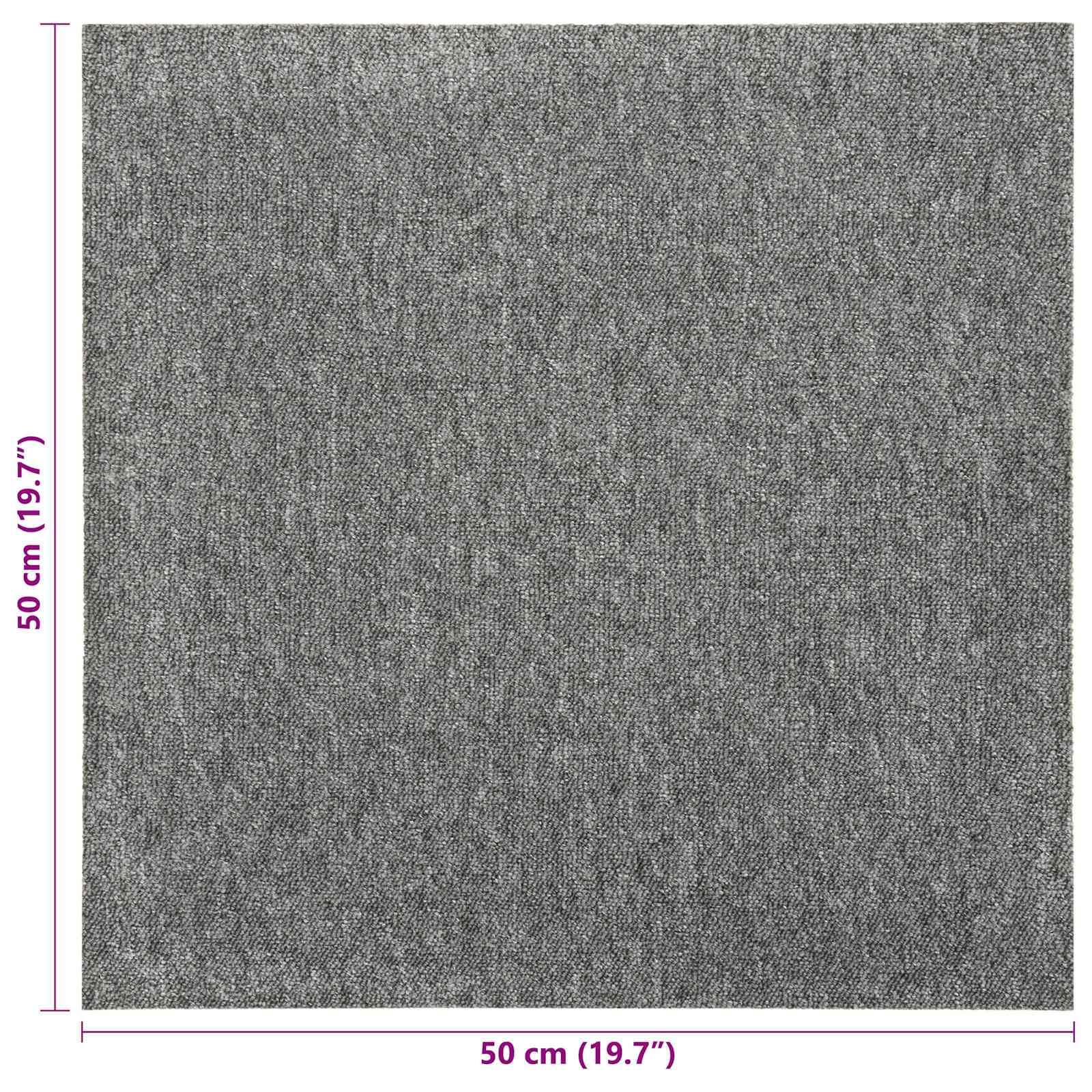 Teppichfliesen 20er Set Grau Anthrazit, Modulare Bodenfliesen 50x50 cm aus 100% Polypropylen für Büro und Wohnbereich, Robuste Auslegeware ca. 5 m² Gesamtfläche, Quadratisch