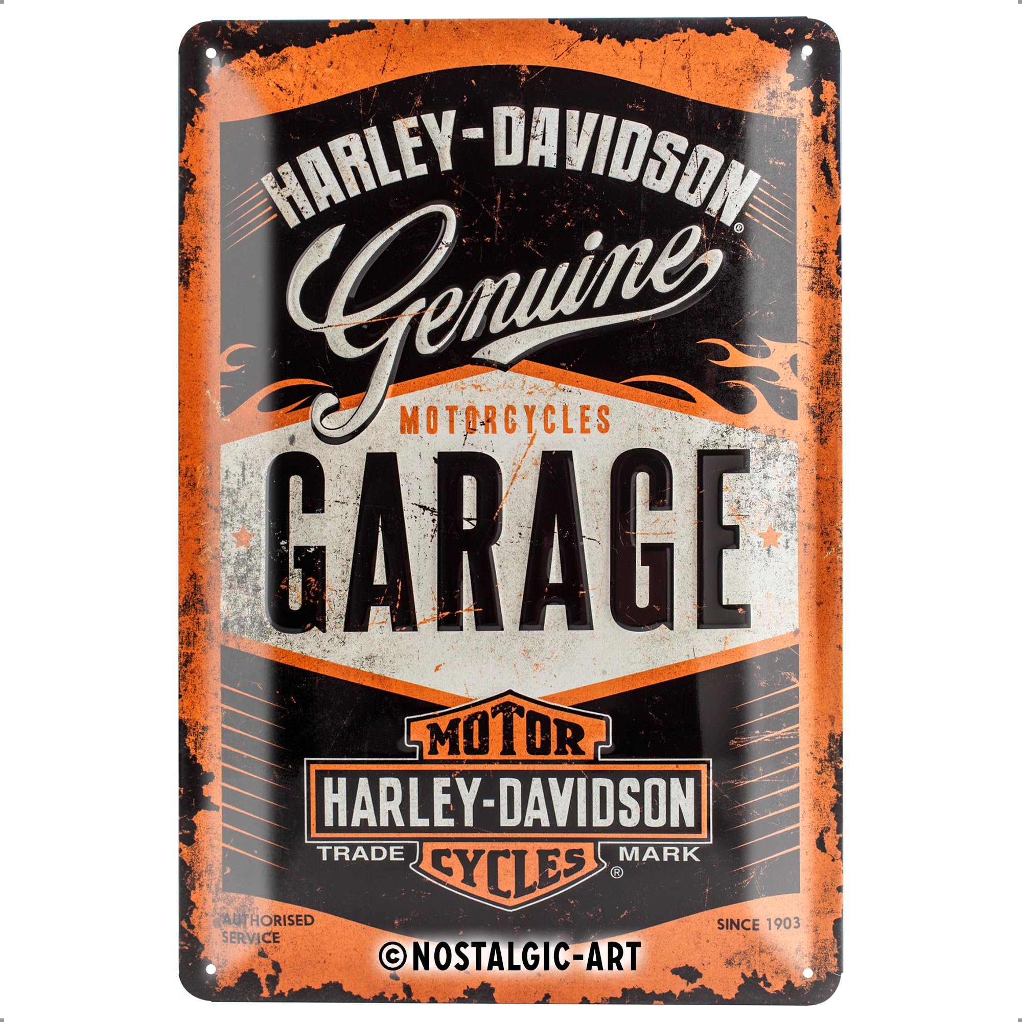 Nostalgic Art Retro Tin Sign Harley Davidson Garage - Gift Idea for Motorcycle Fans Metal Vintage Design for Decoration 20 x 30 cm