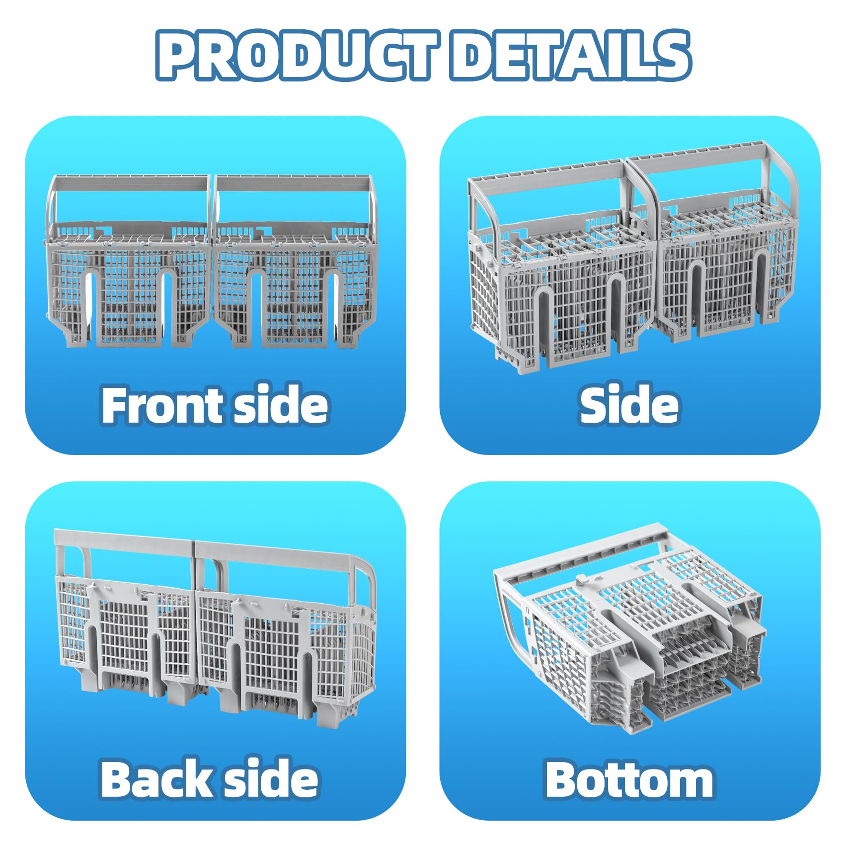 Upgrade 00675794 675794 9001396277 - Cesta de cubiertos para lavavajillas (gris) pieza de repuesto compatible con lavavajillas Bosch, juego de 2