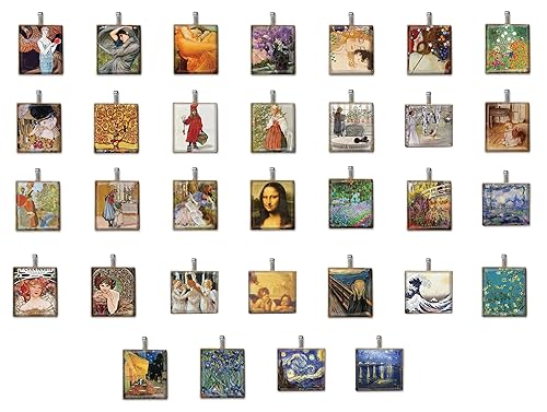 Miniatura 2 de Vintage Masterpieces Game Piece Tile Pendants - BUY 2 or MORE, GET 1 FREE NECKLACE (MONET - Japanese Bridge)
