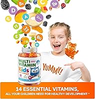 Vista 2 de Gomitas multivitamínicas para niños, 14 vitaminas esenciales, suplemento diario para mayores de 2 años, vitamina A, C, D, E, vegetariana B6 y B12