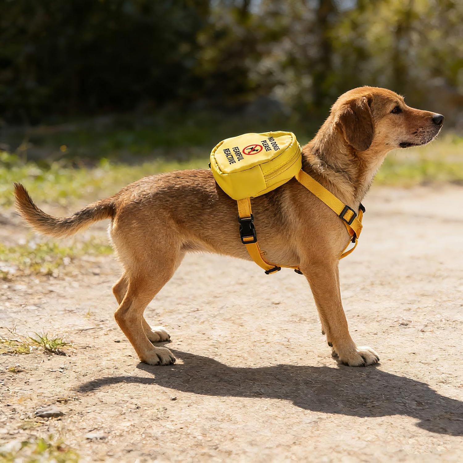 Funny Dog Backpack No Dogs Please Fearful Reactive Dog Travel Bag Dogs Puppy Snack Storage (Fearful Reactive)