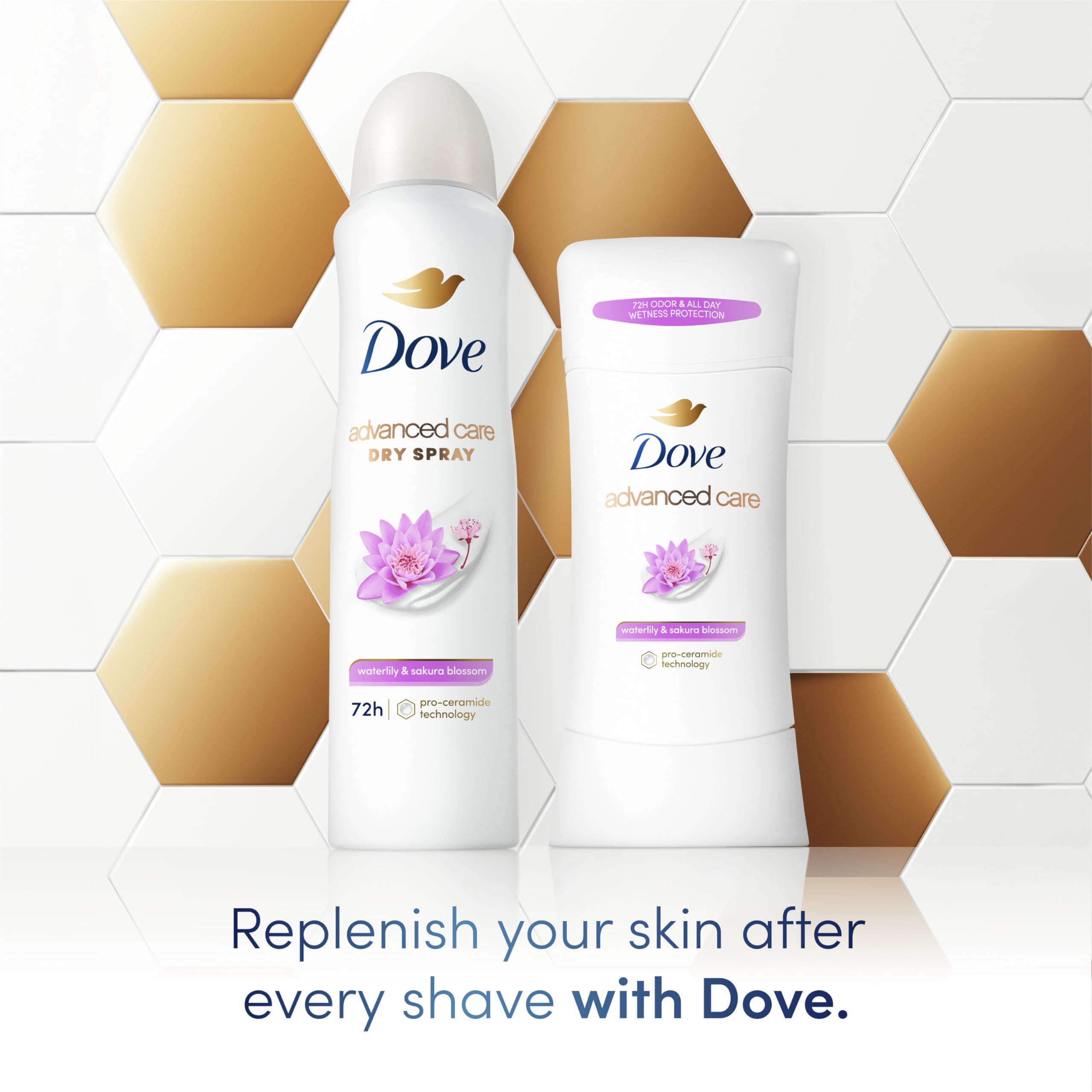 Dove Advanced Care Waterlily & Sakura Blossom Antiperspirant Spray, 3 Count