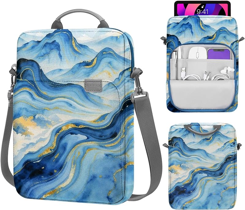 MoKo 9-11 Inch Tablet Sleeve Bag Handle Carrying Case with Shoulder Strap | Fits iPad Pro/Air/A16 11-inch, iPad 10th 10.9-inch, iPad 9/8/7th 10.2-inch, iPadAir 5/4th 10.9-inch, Cloudy Blue