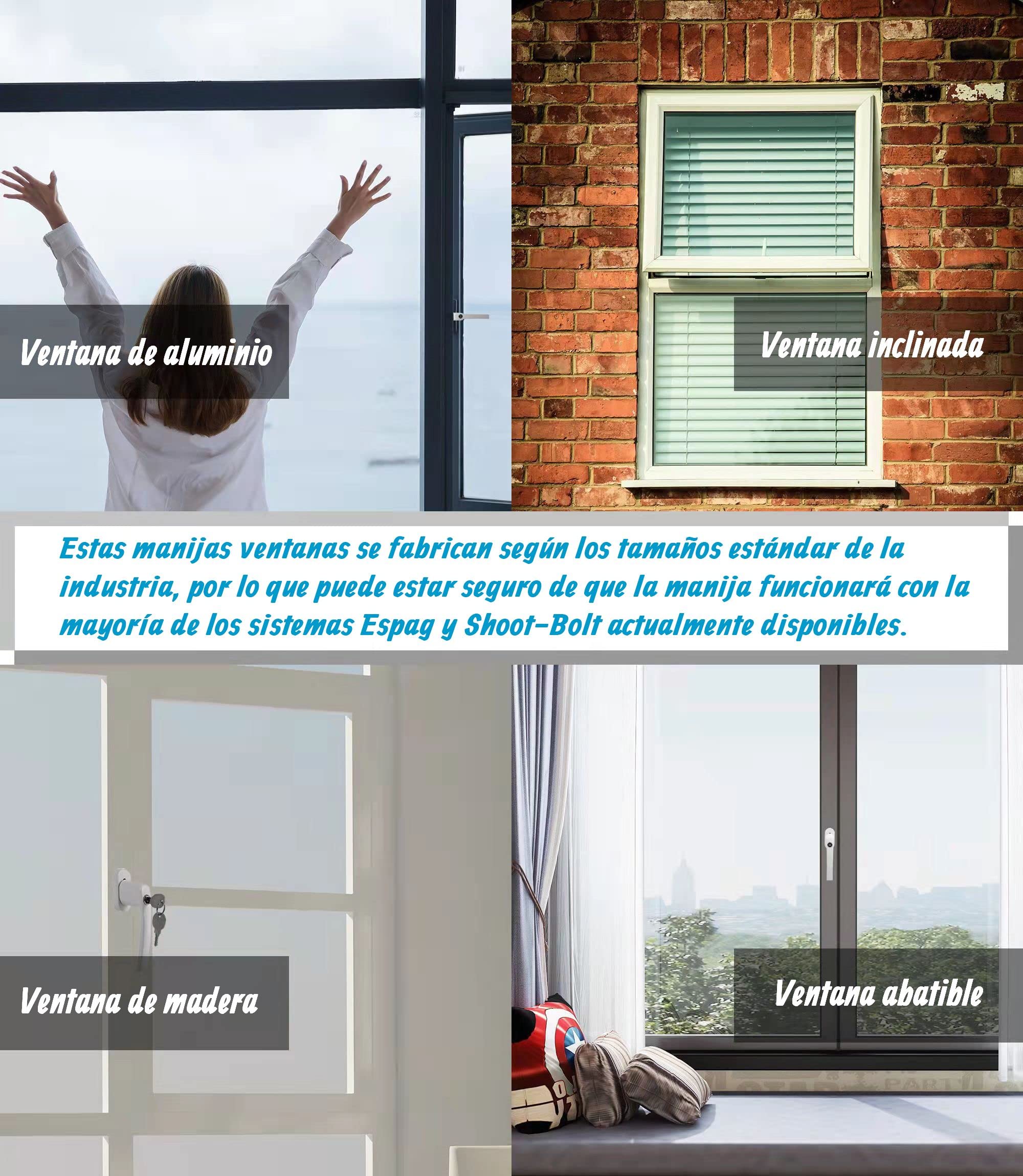 Maniglia finestra con serratura, 16 pezzi maniglia finestra alluminio sicurezza per bambini, maniglia porta finestra di lunghezza 35 mm, bianco