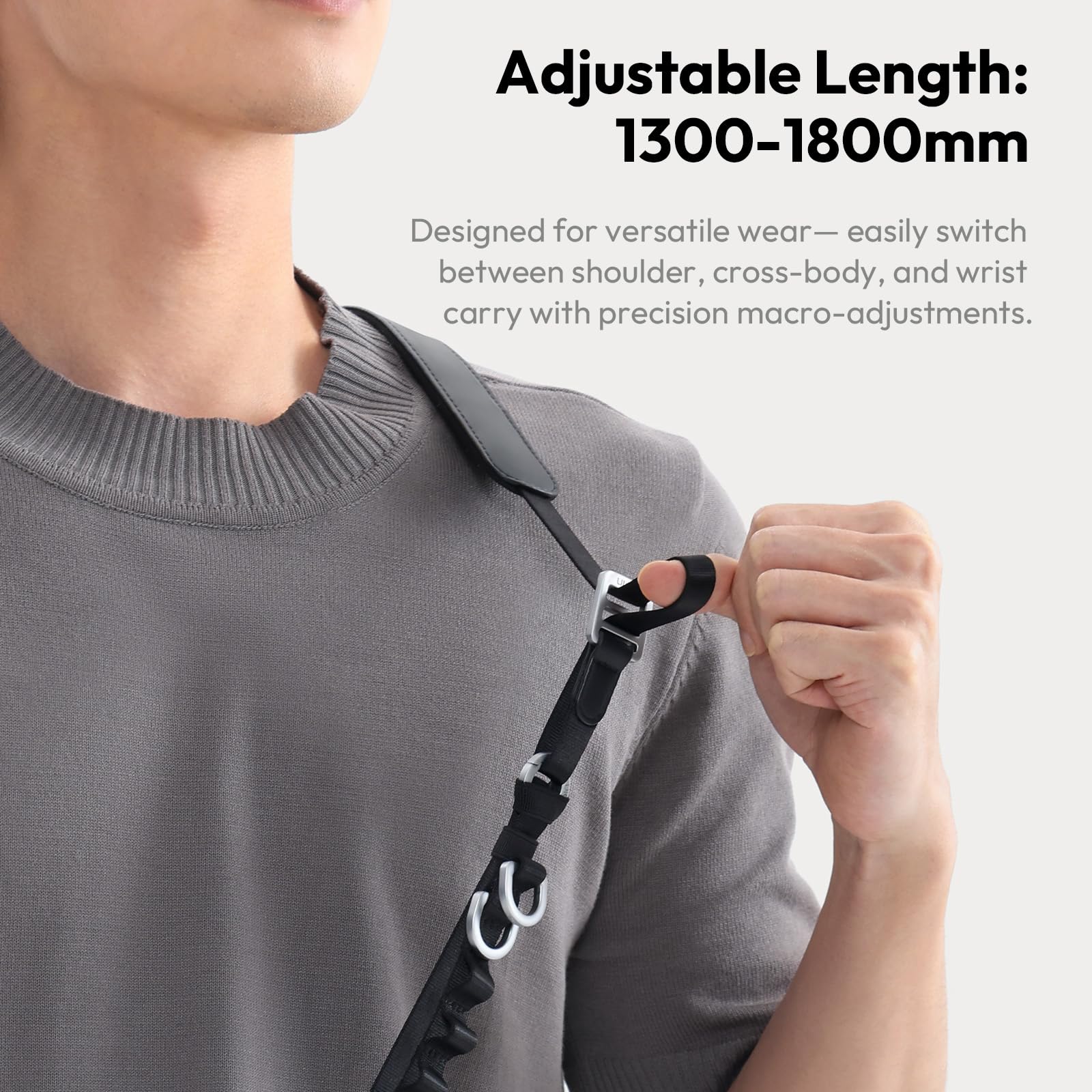 ULANZI Sangle Appareil Photo 3 en 1 Magnétique 180cm, Dragonne Poignet avec Câble Type-C, Boucle a Declenchement Rapide, Réglable Courroie Appareil Photo de Nylon pour Appareil Photo Reflex Numérique