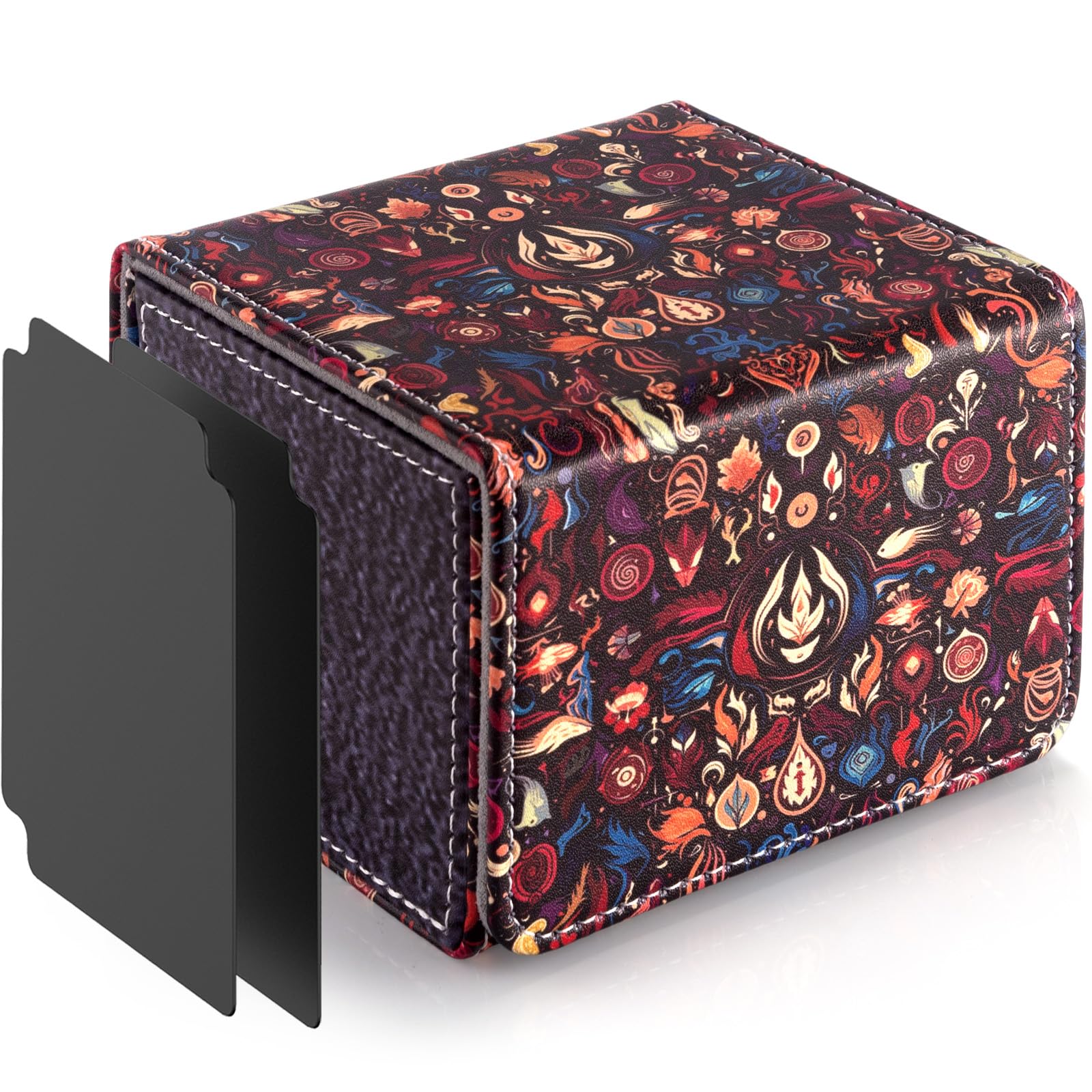 ULTRGEE Deck Box for MTG Cards - 2 Dividers, Card Storage Box Holds 110+ Single Sleeved Cards, Deck Boxes Compatible with TCG/OCG/YGO/PTCG (Mystic Enchanted Realm)